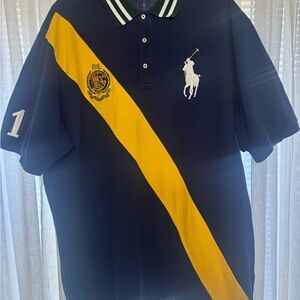 Polo by Ralph Lauren Men's Blue and Yellow Striped Polo - Like New!